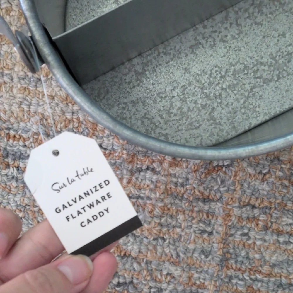 Sur La Table Galvanized Metal Silverware Caddy/Bucket NWT